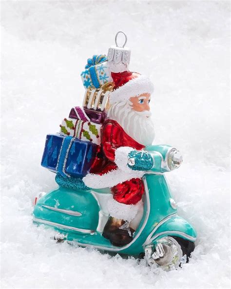 Santa On Scooter Ornament Christmas Ornament Sets Santa Ornaments