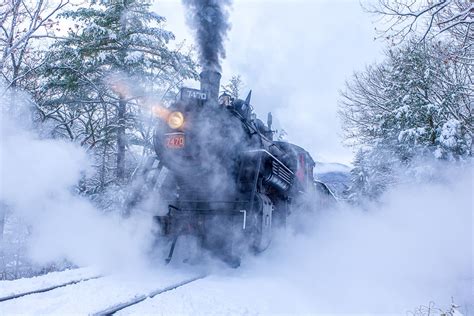 Vintage Steam Locomotives In Snow