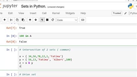 Python Sets Intersection Union Subsets Remove Add Functions English