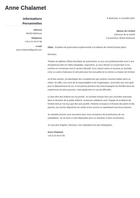 Lettre De Motivation Auxiliaire De Pu Riculture Exemple Cr Che