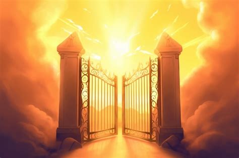 Premium Ai Image Gates Of Heaven With Clouds And Sun Setting Created Using Generative Ai