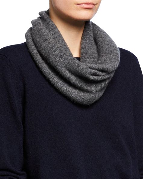 Portolano Cashmere Ribbed Infinity Scarf In Gray Lyst