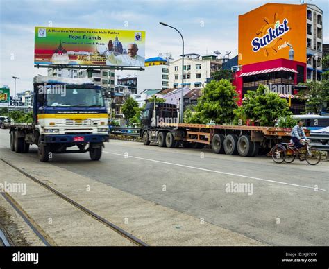 Yangon Yangon Region Myanmar 22nd Nov 2017 A Billboard On Strand Road Near The Twante