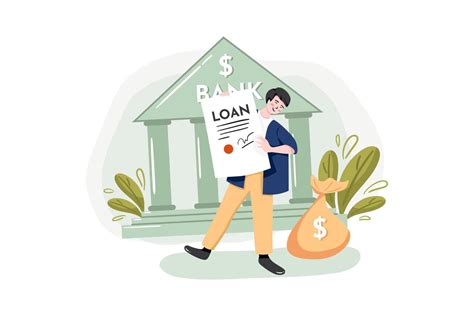 Applying For Loan At The Bank Illustration Concept Flat Illustration