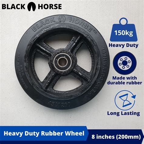 Black Horse Heavy Duty Rubber Wheel 6 Inches 8 Inches Gulong