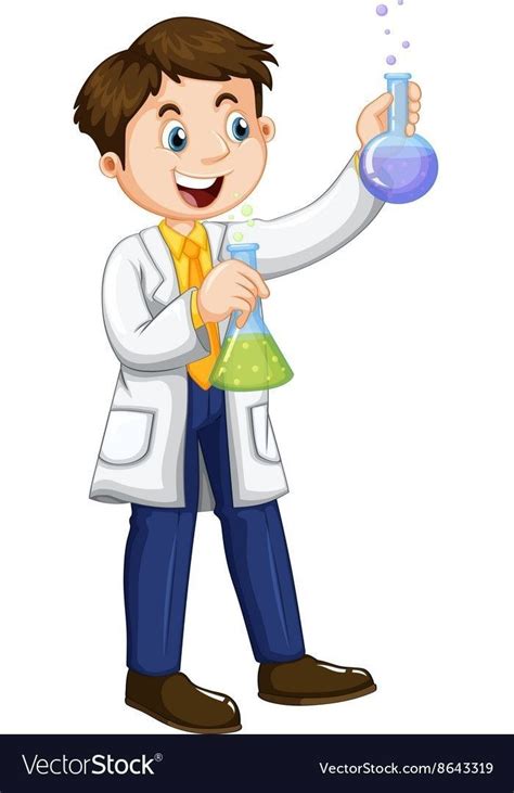 Boy In Science Gown Holding Beakers Vector Image On Vectorstock Artofit