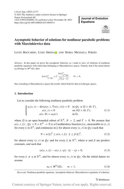 Asymptotic Behavior Of Solutions For Nonlinear Parabolic Problems With