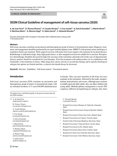 Pdf Seom Clinical Guideline Of Management Of Soft Tissue Sarcoma 2020