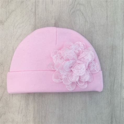 Baby Girls Pink Lace Hat Pink Beanie Hat