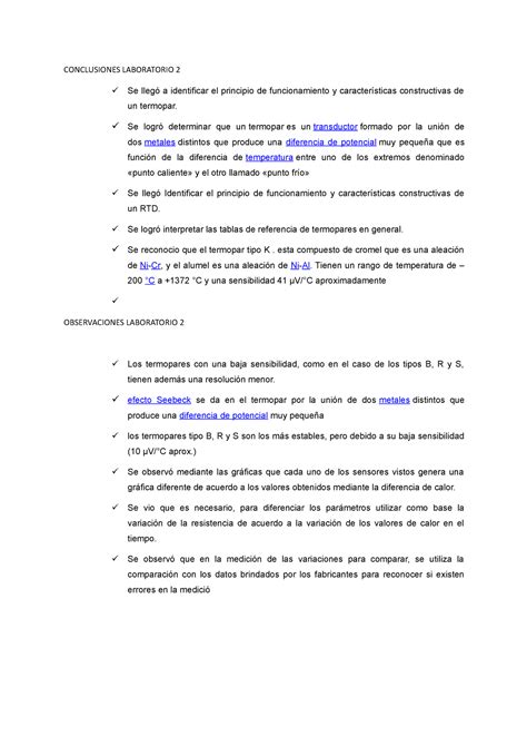 Conclusiones Laboratorio 2 Conclusiones Laboratorio 2 Se Llegó A