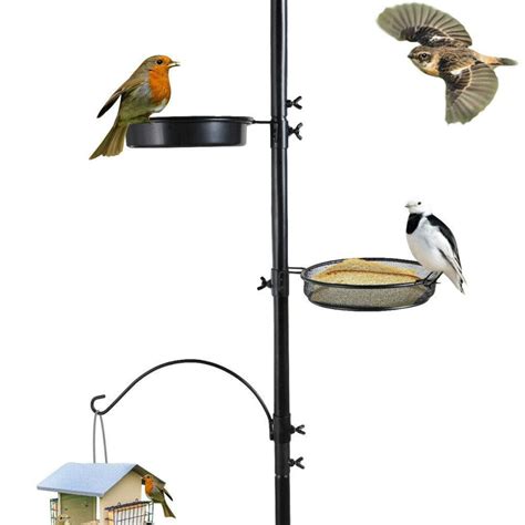 Hanging Bird Feeder Pole Station Feeding Plant Stand