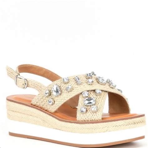 Copper Key Firefly Jute Jeweled Platform Espadrille W Gem