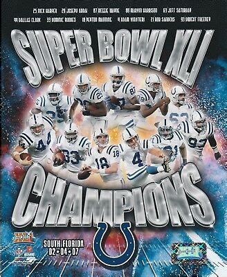 2007 INDIANAPOLIS COLTS 8X10 COLLAGE LICENSED PHOTO FILE SUPER BOWL XLI ...