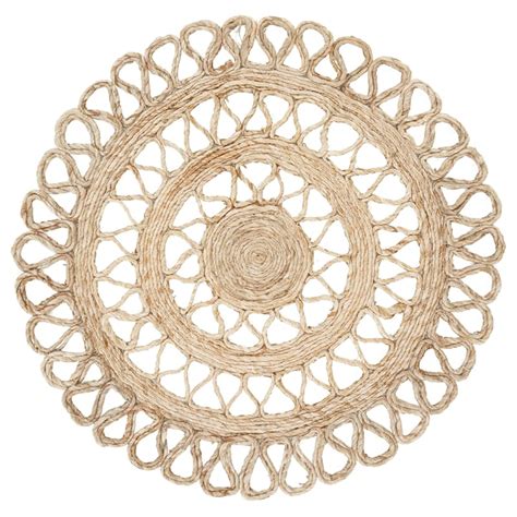 Natural Jute Round Accent Rug, 38"