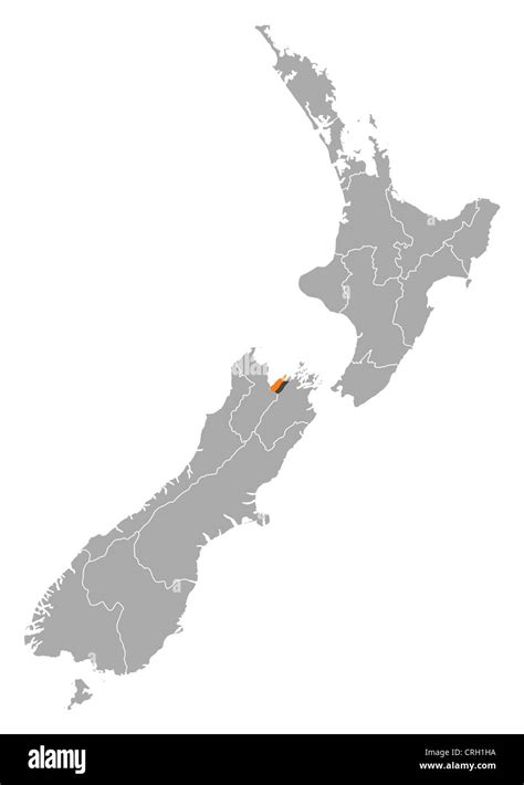 Political Map Of New Zealand With The Several Regions Where Nelson Is