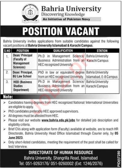 Bahria University Jobs 2023 2024 Job Advertisement Pakistan