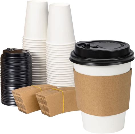 Amazon Racetop Pack Oz Hot Coffee Cups With Lids And Kraft