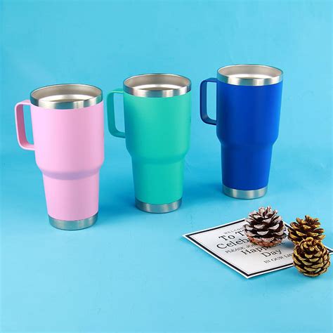 Large Travel Coffee Mug Tumbler With Clear Slide Lid And Handle Reusable