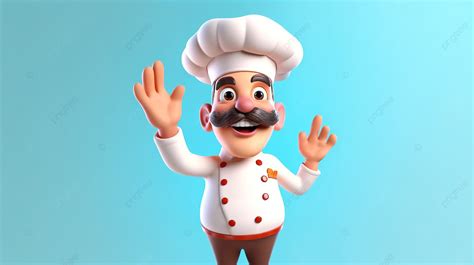 Animated Chef Having A Blast While Waving In 3d Background, Food Chef ...