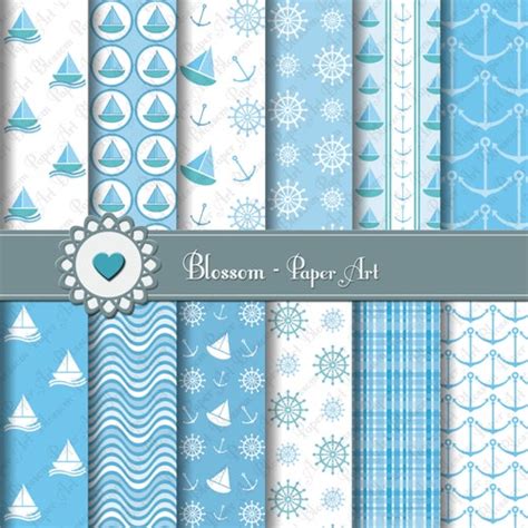 Baby Boy Digital Paper Nautical Digital Paper Pack Light Etsy