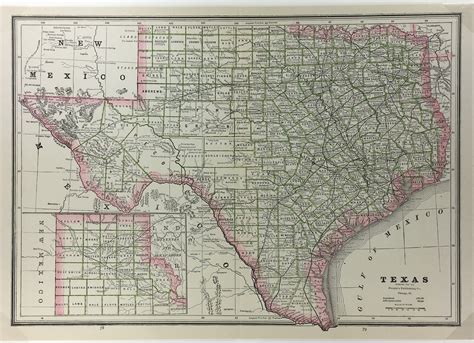 Texas Map Texas People Greer County C1890 Original Art