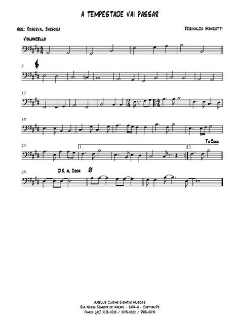 Cifra A Tempestade Vai Passar - A Tempestade Vai Passar (Reginaldo Manzotti) - Cello | PDF