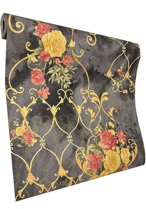 Black Base Floral Printed Pvc Wallpaper D Size Mm Thickness At