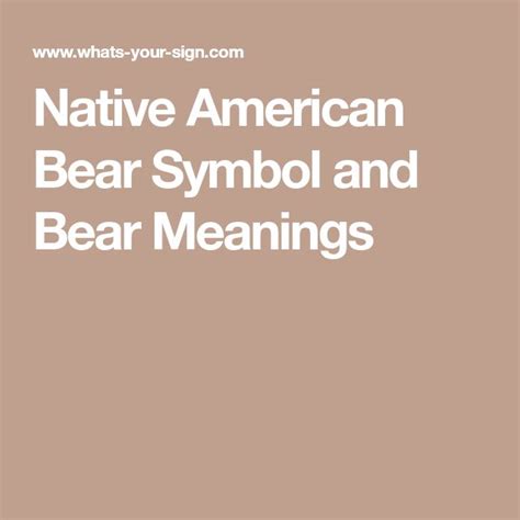 Native American Bear Symbol and Bear Meanings | Bear meaning, Native ...