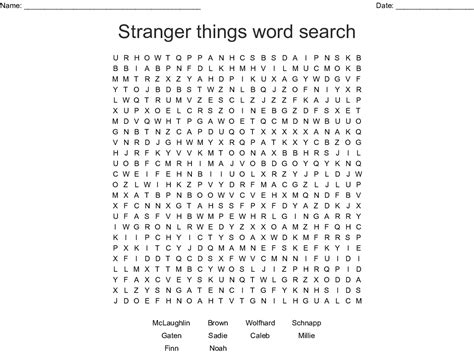 Stranger Things Word Search WordMint | Printable Word Search