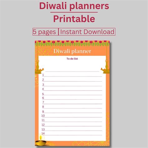 Diwali Planner Printable Holiday Planner Printable Diwali To Do List