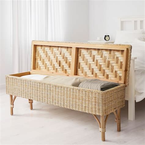 Tolkning Bench With Storage Handmade Rattan 120 Cm Ikea