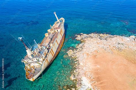 Shipwreck The Ship Ran Aground The Top View The Ship Crashed On The