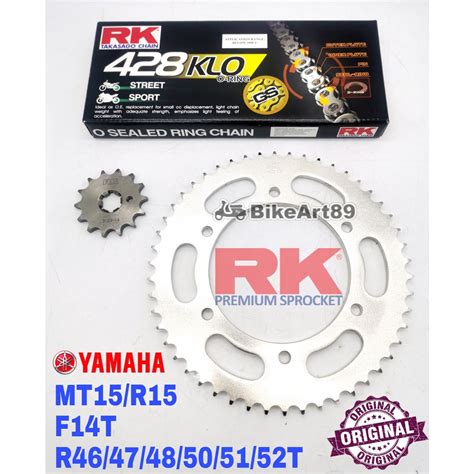 Ori RK Sprocket Set YAMAHA MT15 R15 V3 V4 428 KLO O Ring Rivet Black