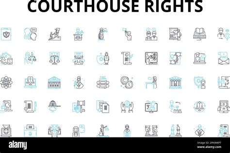 Courthouse Rights Linear Icons Set Advocacy Litigation Due Process