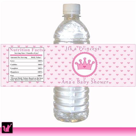 Printable Princess Water Bottle Labels Wrappers - Birthday Party Baby Shower Custom Wraps