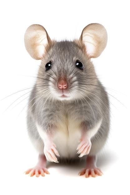 Premium Ai Image Gray Cute Funny Mouse On White Background