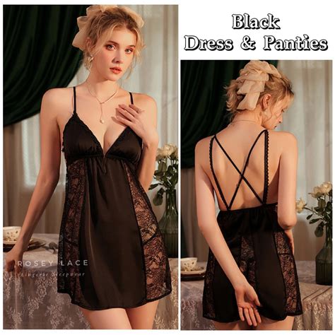 Jual Roseylace Sexy Lingerie Dress Kimono In Satin Premium Baju Tidur