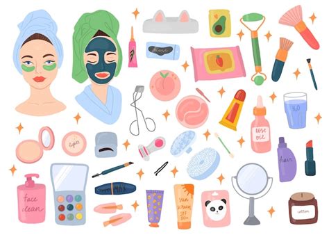 Premium Vector Collection Of Skin Care Routine Icons Beautiful Young