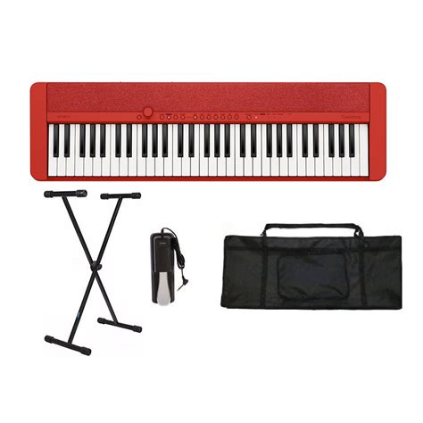 Teclado Casio Casiotone CT S1 61 Teclas Bluetooth Vermelho Suporte