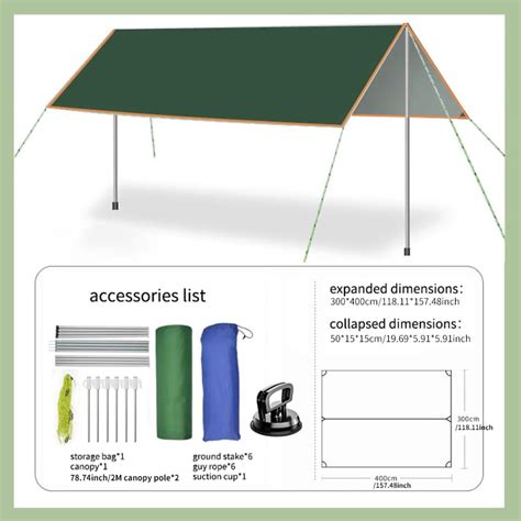 5x3m 4x3m 3x3m Awning Waterproof Tarp Tent Shade Ultralight Garden