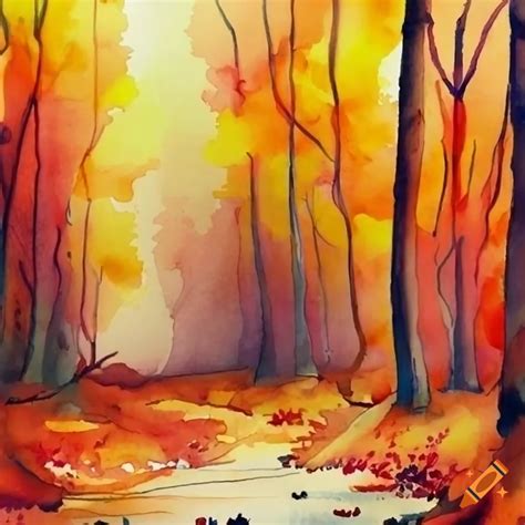 Watercolor Of An Autumn Forest On Craiyon