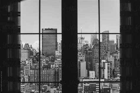 "Black And White Skyline City View Seen Through Window" by Stocksy ...