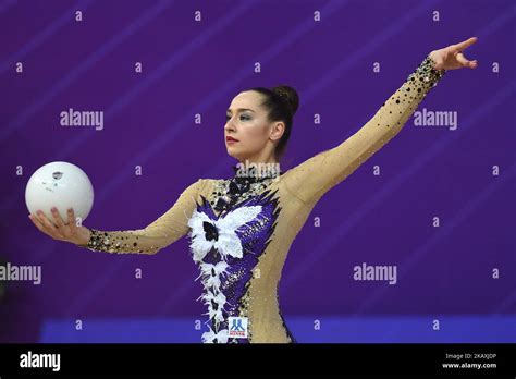 Rhythmic Gymnast Katsiaryna Halkina Of Belarus Performs Her Ball