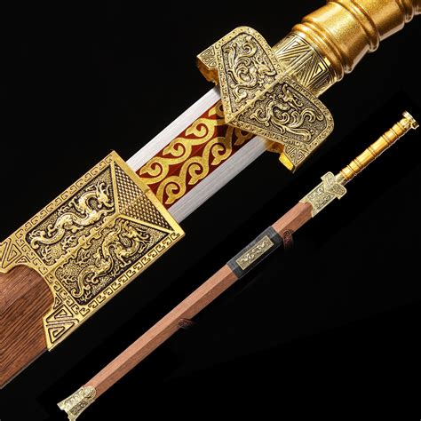 Han Sword Handmade High Manganese Steel Red Gilt Blade Chinese Han