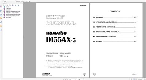 Komatsu Bulldozer D155AX 5 Shop Manual SEBM016206 2004 Auto Repair