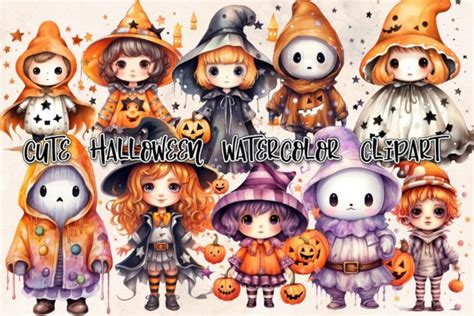 Cute Halloween Watercolor Clipart Graphic By Fonshopdesign Creative