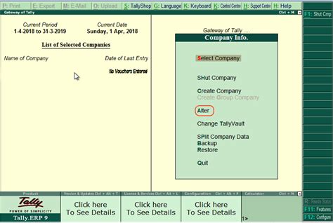 How To Alter Delete Shut Company In Tally Ncert Books