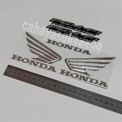 Sticker Timbul Sayap Honda Silver Chrome Reflective Emblem Motor Honda