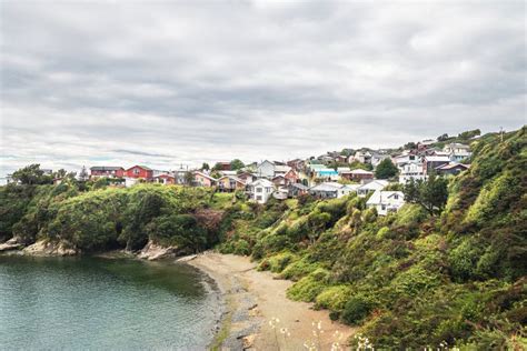 High View Of Beach And Ancud City Ancud Chiloe Island Chile Stock