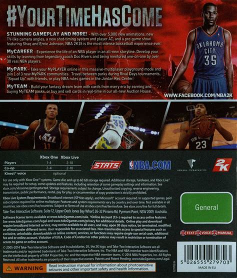 Nba 2k15 2014 Xbox One Box Cover Art Mobygames